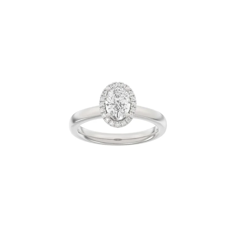 Lab Grown Diamonds: Halo Ring - Oval - Hvidguld - Lab. Diamant 1,12ct - 14100360660