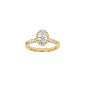 Lab Grown Diamonds: Halo Ring - Oval - Rdguld - Lab. Diamant 1,32ct - 14100370560