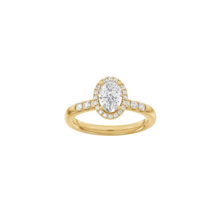 Lab Grown Diamonds: Halo Ring - Oval - Rdguld - Lab. Diamant 1,32ct - 14100370560