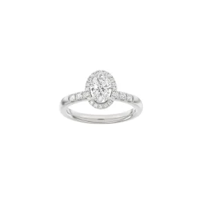 Lab Grown Diamonds: Halo Ring - Oval - Hvidguld - Lab. Diamant 1,32ct - 14100370660