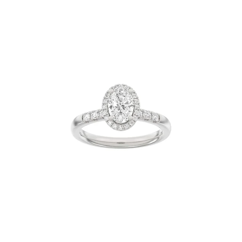 Lab Grown Diamonds: Halo Ring - Oval - Hvidguld - Lab. Diamant 1,32ct - 14100370660