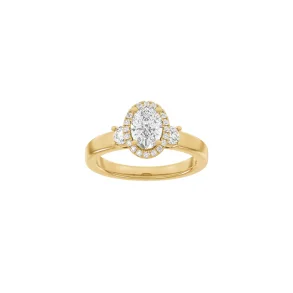 Lab Grown Diamonds: Halo Ring - Oval - Rdguld - Lab. Diamant 1,45ct - 14100380560