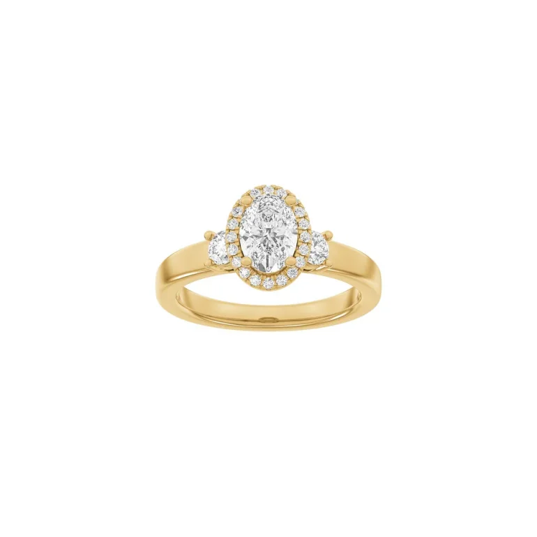 Lab Grown Diamonds: Halo Ring - Oval - Rdguld - Lab. Diamant 1,45ct - 14100380560