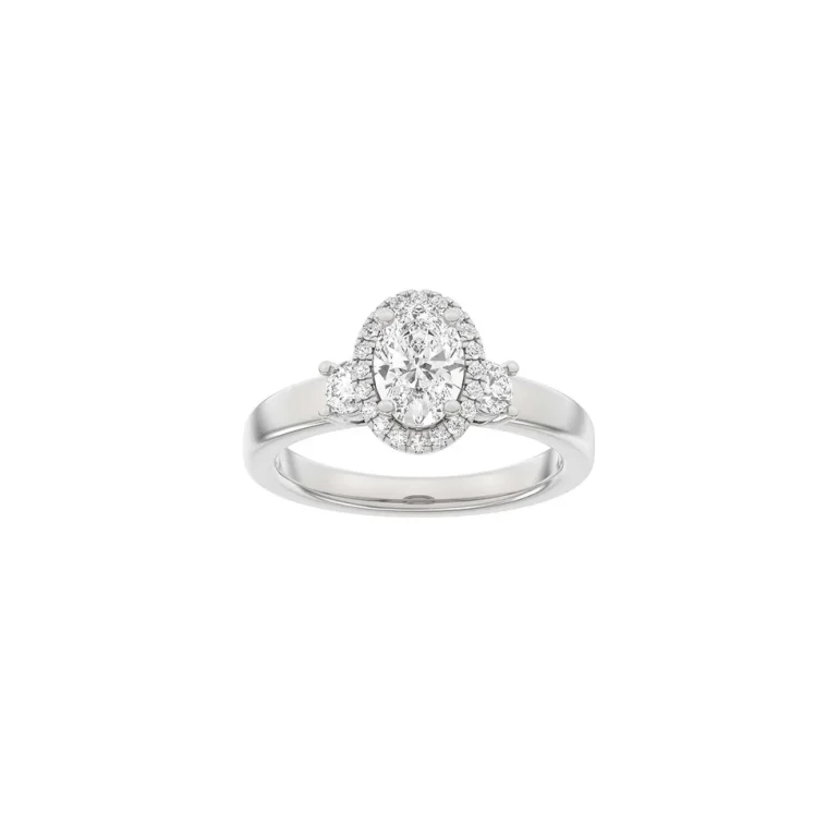 Lab Grown Diamonds: Halo Ring - Oval - Hvidguld - Lab. Diamant 1,45ct - 14100380660