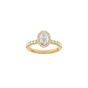 Lab Grown Diamonds: Halo Ring - Oval - Rdguld - Lab. Diamant 1,52ct - 14100390560