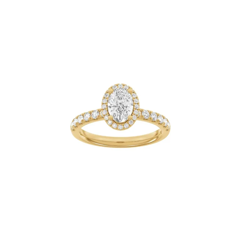 Lab Grown Diamonds: Halo Ring - Oval - Rdguld - Lab. Diamant 1,52ct - 14100390560