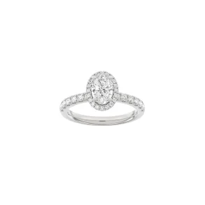 Lab Grown Diamonds: Halo Ring - Oval - Hvidguld - Lab. Diamant 1,52ct - 14100390660