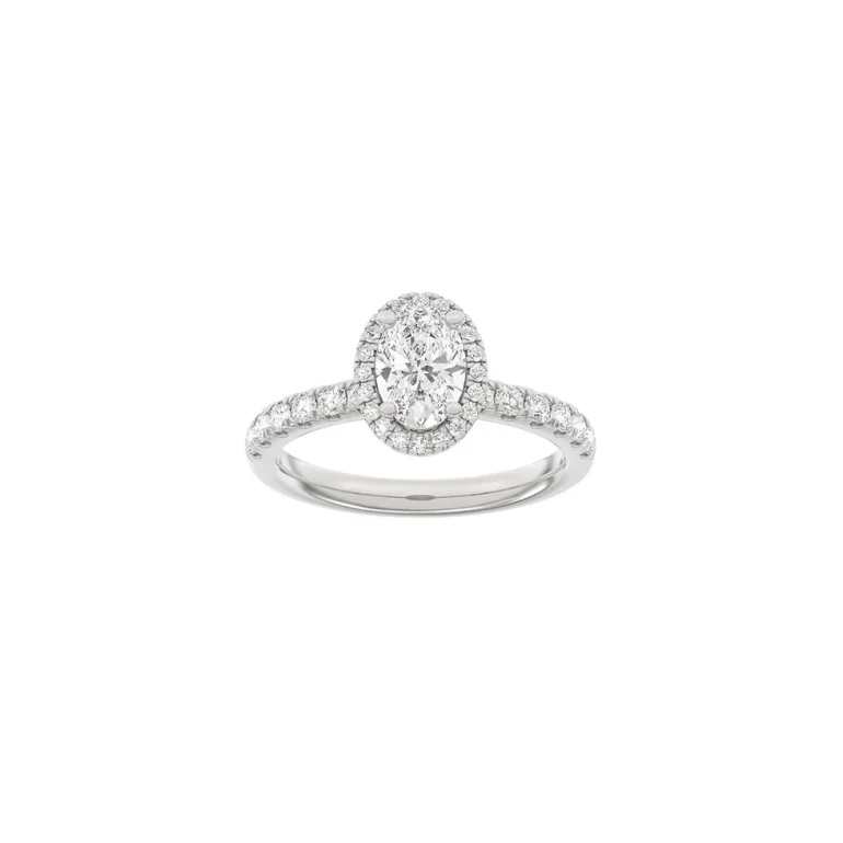 Lab Grown Diamonds: Halo Ring - Oval - Hvidguld - Lab. Diamant 1,52ct - 14100390660