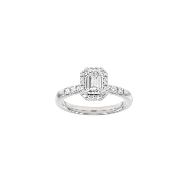 Lab Grown Diamonds: Halo Ring - Firkantet - Hvidguld - Lab. Diamant 1,32ct - 14100410660