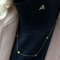 Flora Danica: Forglemmigej Vedhng - Halskde - forgyldt Slv - FMN-Ne-G