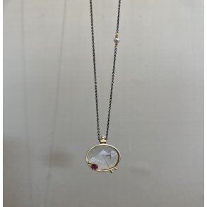 Bergse: Unika halskde med vedhng - Guld - Slv - Rubin - Perle - Brillant - Rutilkvarts -4021289