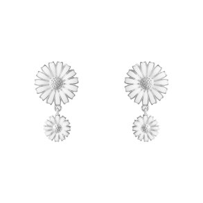 Georg Jensen: DAISY Double restikker - reringe - Sterling Slv - Hvid emalje - 20001542