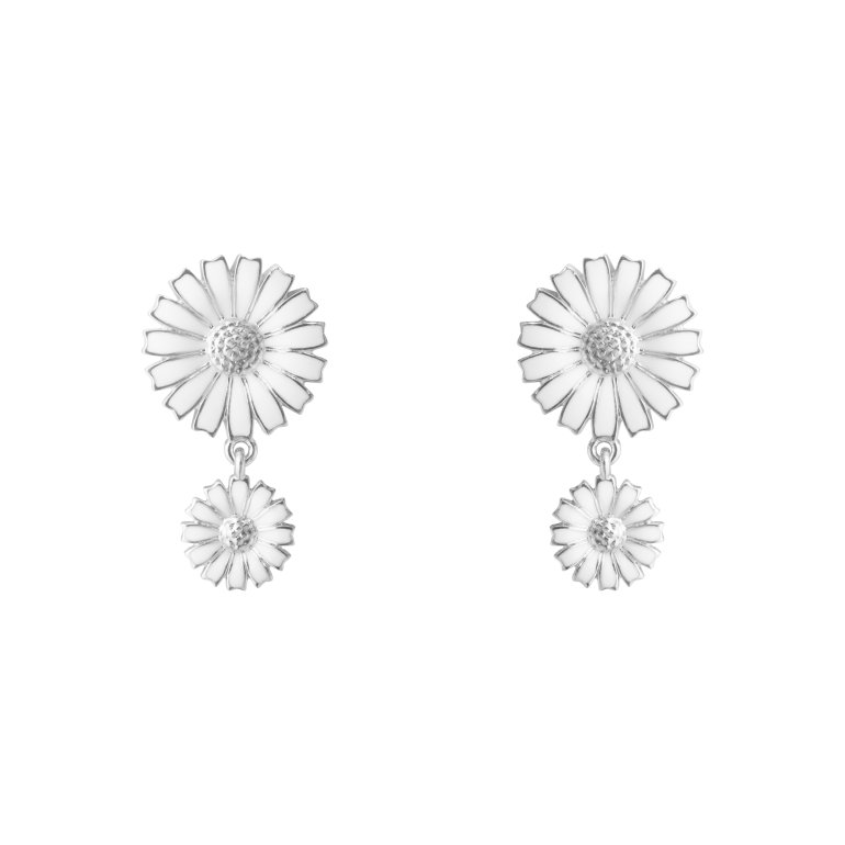 Georg Jensen: DAISY Double restikker - reringe - Sterling Slv - Hvid emalje - 20001542