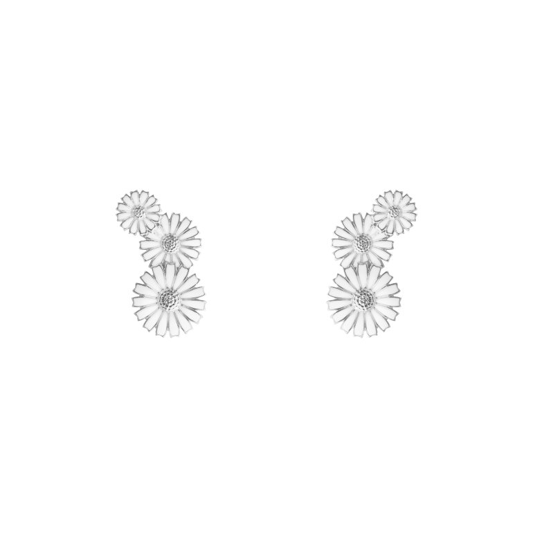 Georg Jensen: DAISY restikker - reringe - Sterling Slv - Hvid emalje - 20001543