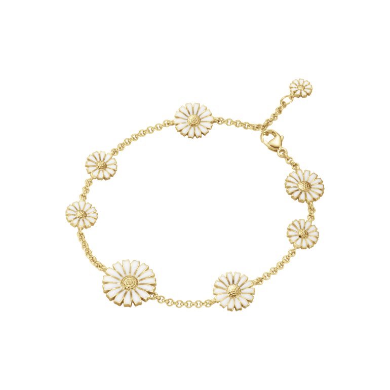 Georg Jensen: Daisy armbnd - Forgyldt Slv - Hvid emalje - 20001668