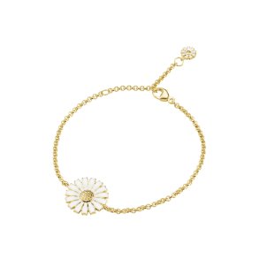 Georg Jensen: Daisy armbnd - Forgyldt Slv - Hvid emalje - 20001669