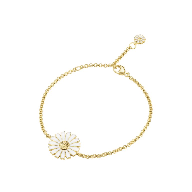 Georg Jensen: Daisy armbnd - Forgyldt Slv - Hvid emalje - 20001669