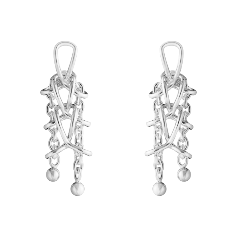 Georg Jensen: Weft dobbelte �reringe - Sterling S�lv - 20002037
