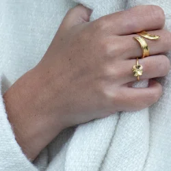 Flora Danica: Firklver ring - forgyldt slv - FLC-Ri-G