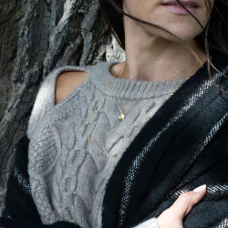 Flora Danica: Firklver vedhng - justerbar kde - forgyldt slv - FLC-Ne-G