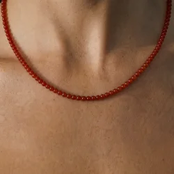 Jane K�nig: Bead necklace Carnelian halsk�de - BNCA-HS26-G