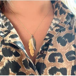 Heiring: Fjer vedhng - Medium - Oxyderet slv - 51-5-91OX