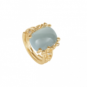 OLE LYNGGAARD COPENHAGEN: BoHo Ring - Guld - Akvamarin - Diamanter - A2933-402
