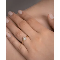Dulong: Mushroom Beam Ring - Mellem - Guld Med Brillant - 453753A5099-54