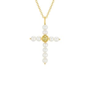 Dulong: Cross vedh�ng - Guld - perler - Brillant - 46210A38