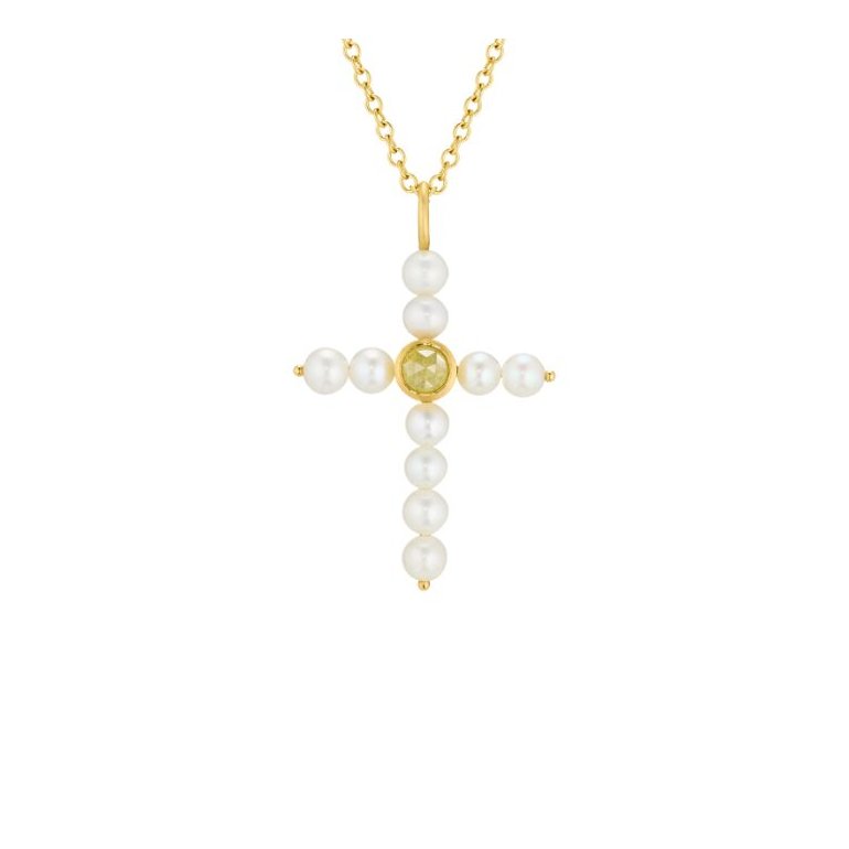 Dulong: Cross vedh�ng - Guld - perler - Brillant - 46210A38
