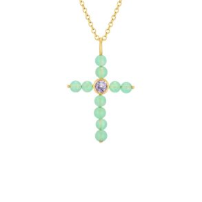Dulong: Cross vedh�ng - Guld - Krysopras - Safir - 46210A39