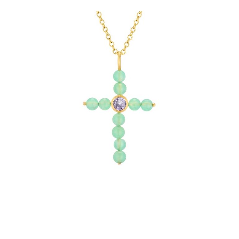Dulong: Cross vedh�ng - Guld - Krysopras - Safir - 46210A39