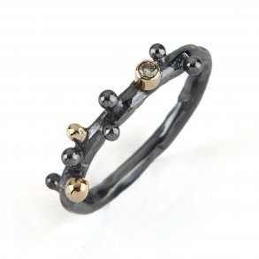 By Birdie: Urban Harlem Buds Ring - Slv, 14KT Guld, Brillant - 50110106