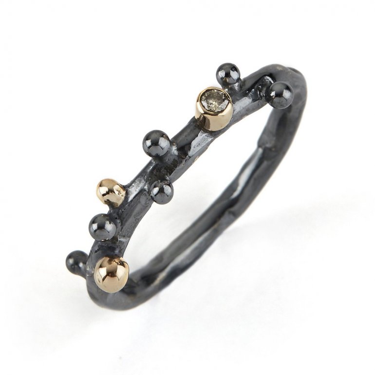 By Birdie: Urban Harlem Buds Ring - Slv, 14KT Guld, Brillant - 50110106