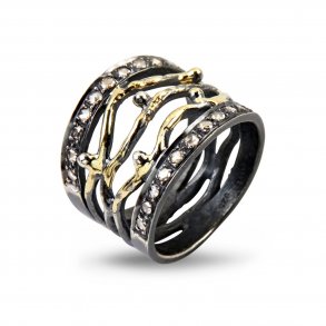 By Birdie: Benedict Ring - Slv, 18KT Guld, Diamanter - 50110200