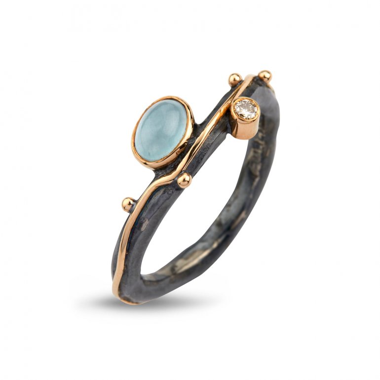 By Birdie: Louise Aquamarine Cab Ring - 50110275F