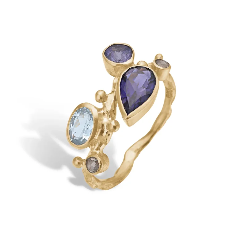 By Birdie: Zenith Sky Ring - Slv - Guld - Iolit - Akvamarin - Tanzanit - Diamanter - 50110362