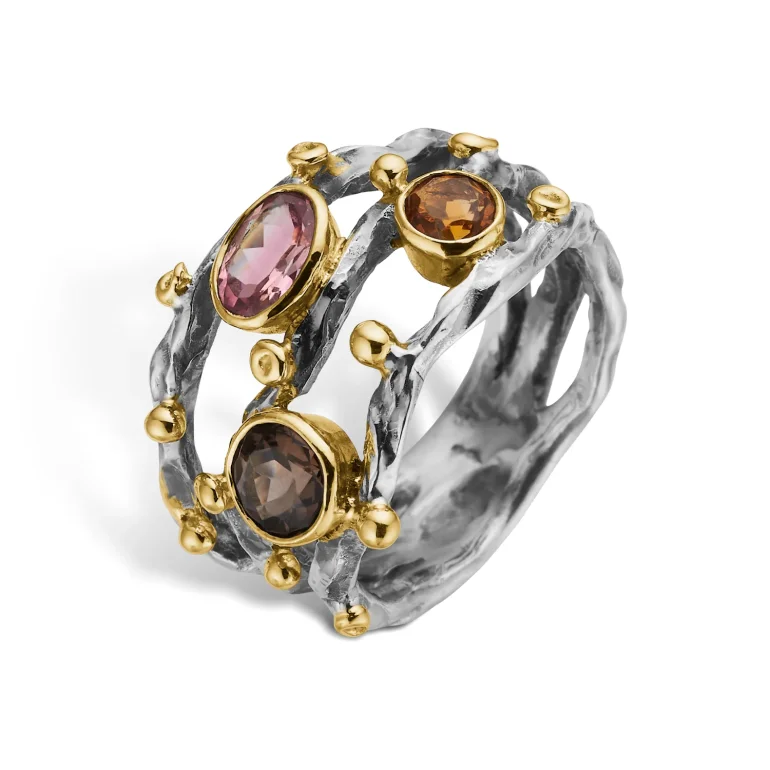 By Birdie: Grace Trible garden mix Ring - Guld - Slv - 50110384