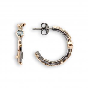 By Birdie: Zeus Creol Aqua reringe - restikker i guld og slv m. akvamarin - 50811267A