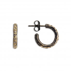 By Birdie: Roman Hoop Creol 15 restikker - reringe i slv guld m. diamanter