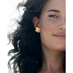 Flora Danica: Firklver sm - Large - restikkere - reringe - forgyldt slv - FLC-STPC-LARGE-G