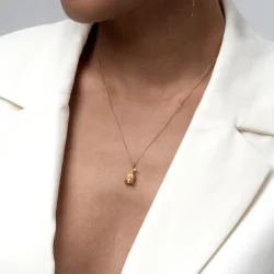 Flora Danica: Rose Vedh�ng - Halsk�de - forgyldt S�lv - Diamant - ROS-NE-G