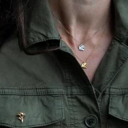 Flora Danica: Firklver vedhng - justerbar kde - forgyldt slv - FLC-Ne-G