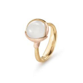 OLE LYNGGAARD COPENHAGEN: Lotus Ring Nr. 2 - 18KT Guld/Hvidmnesten - A2651-406