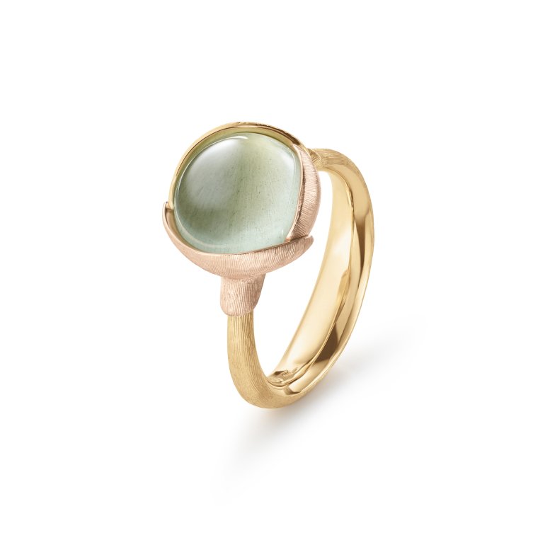 OLE LYNGGAARD COPENHAGEN: Lotus Ring 2 - Guld - Grn Aquamarin - A2651-409