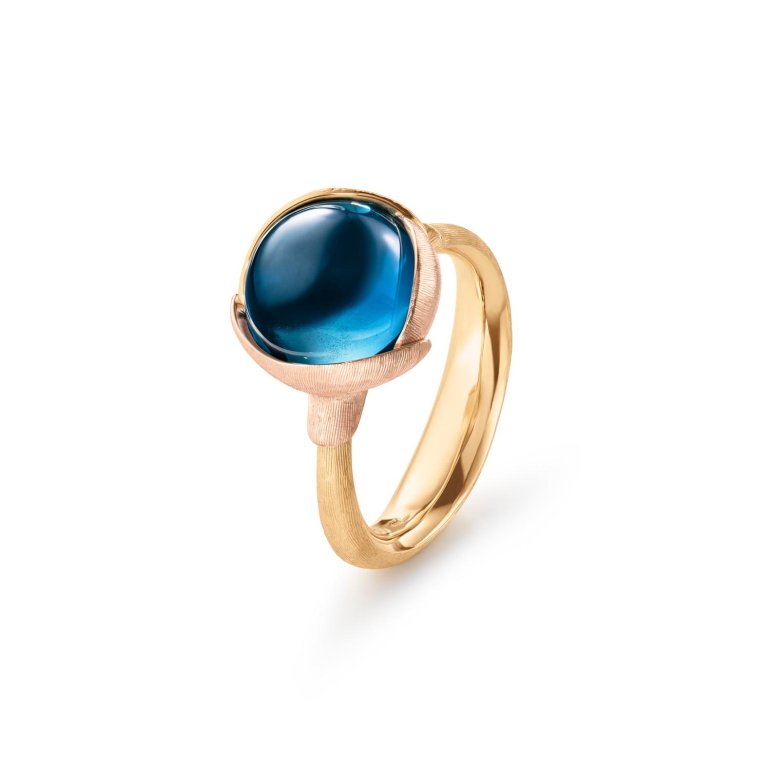 OLE LYNGGAARD COPENHAGEN: Lotus Ring Nr. 2 - 18KT Guld - Bl Topas - A2651-423