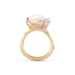 OLE LYNGGAARD COPENHAGEN: Lotus Ring i 18kt guld / Hvidmnesten - A2652-406