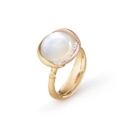 OLE LYNGGAARD COPENHAGEN: Lotus Ring i 18kt guld / Hvidmnesten - A2652-406