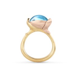 OLE LYNGGAARD COPENHAGEN: Lotus Ring 3 - Guld - Sky Blue Topas - Brillanter - A2652-408