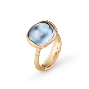 OLE LYNGGAARD COPENHAGEN: Lotus Ring 3 - Guld - Sky Blue Topas - Brillanter - A2652-408